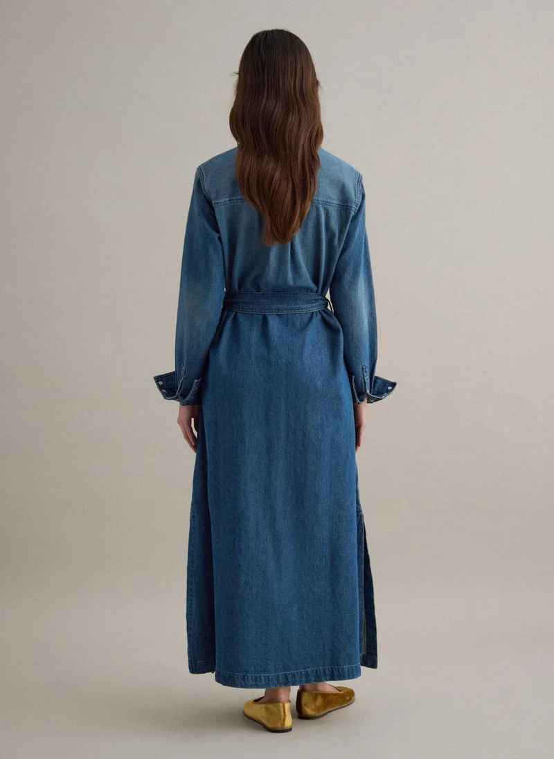 Ovs  OVS Long Dress In Pure Blue Denim Cotton Regular Fit for Women | Best Price UAE
